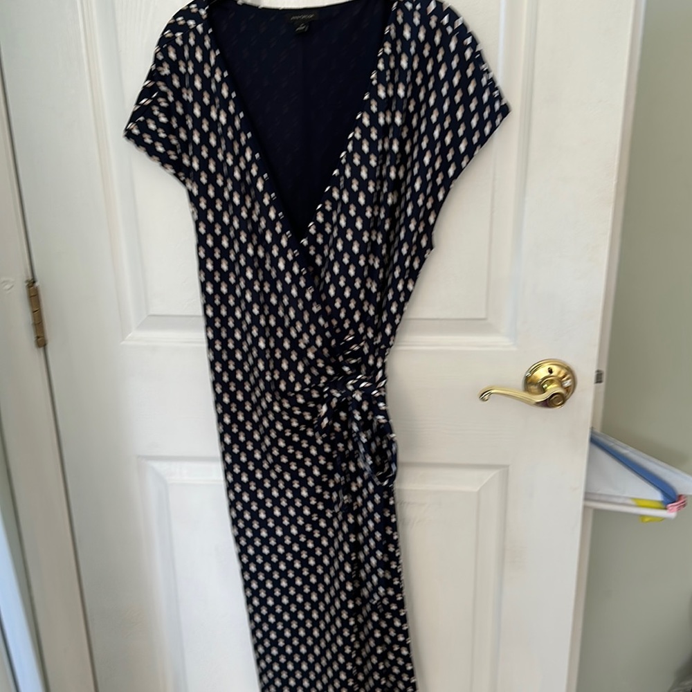 Navy print work dress